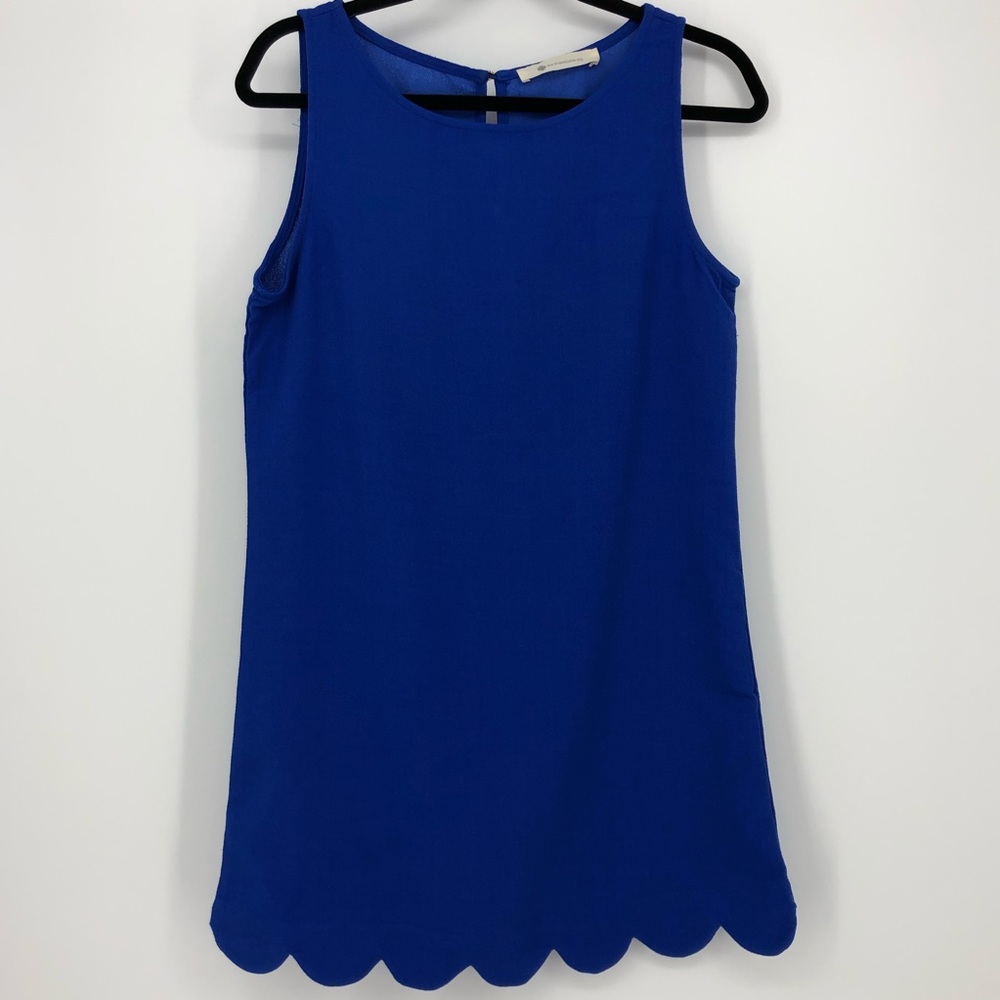 The Impeccable Pig Blue Scallop Hem Tank Dress